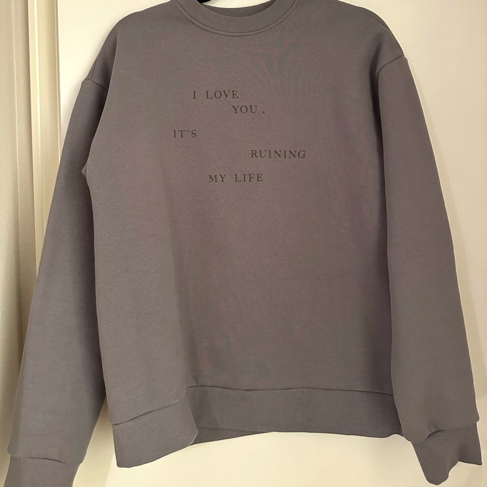 Taylor Swift Gray Pullover Sweatshirt with Text Print